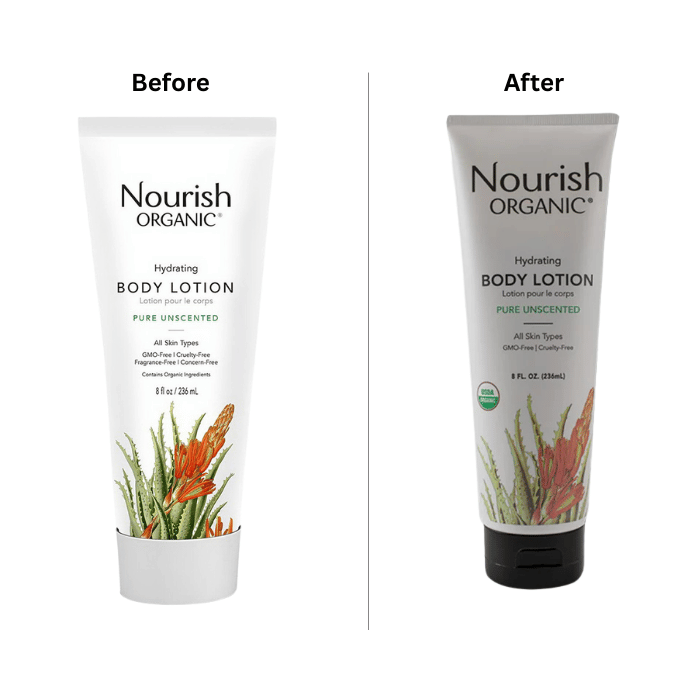 Nourish Organic Pure Hydrating Body Lotion, Unscented, 8 Oz